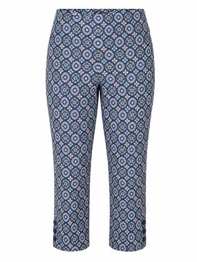 Tribal Pull-On Capri Pants Riviera Print Blue Size 2 NWT